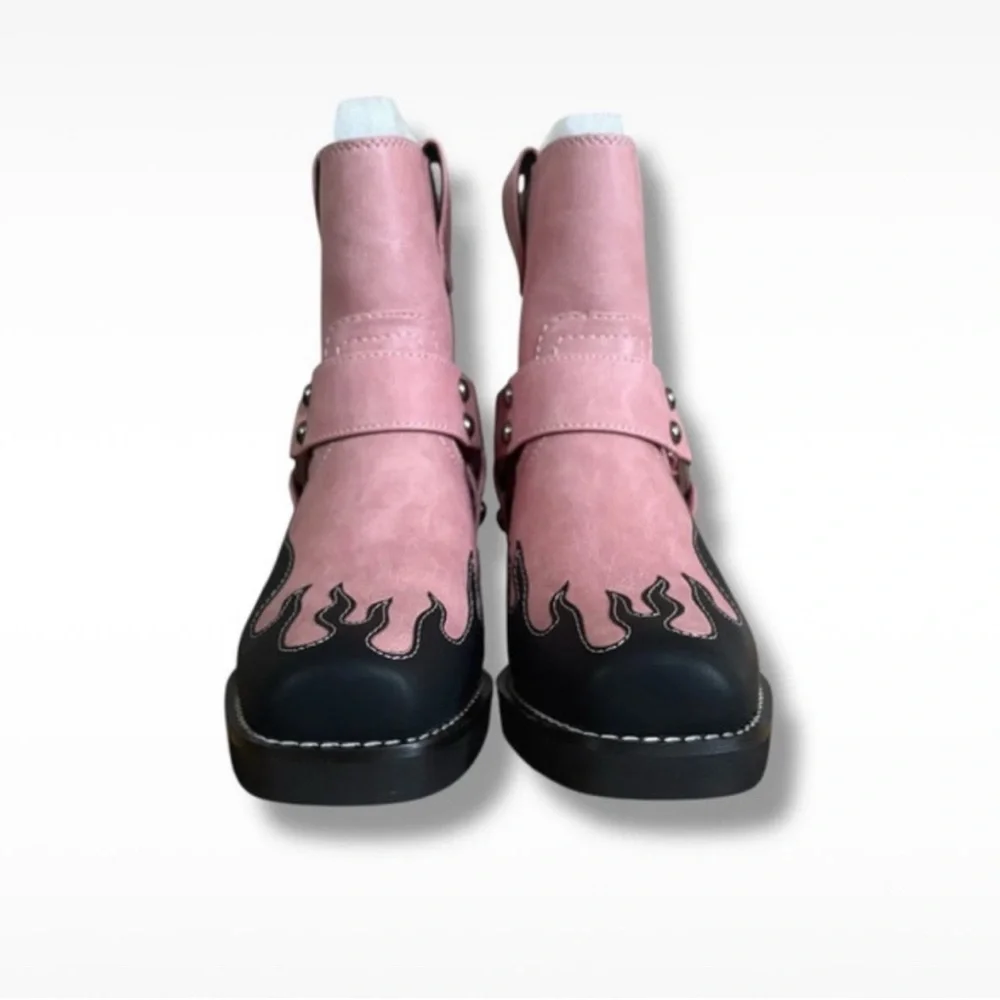 DollsKill | Current Mood NWOB Cyber Y2K Flame Moto Biker Goth Grunge Boots - Picture 4 of 8